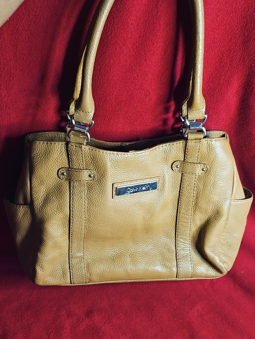 Calvin Klein Caramel Tan Leather Shoulder Bag